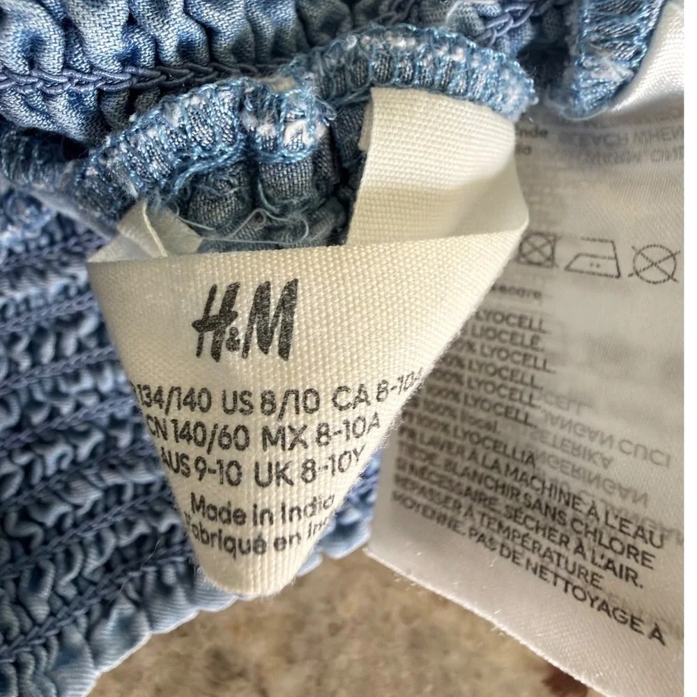 H&M Girls 8–10 Blue Lyocell Smocked Ruffle‎ Skirt
